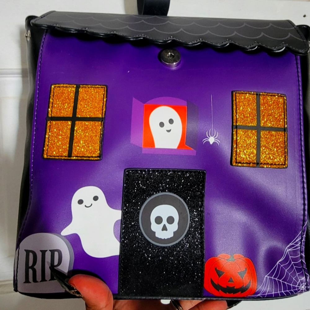 Purple Halloween Haunted House Bag